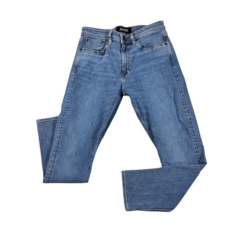 Revtown Decade Denim Tapered Jeans Mens 32x30 Medium Wash Blue Stretch